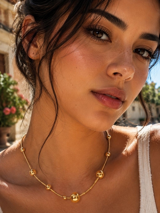 Anthropologie Jewelry - Polished Gold Bead Necklace